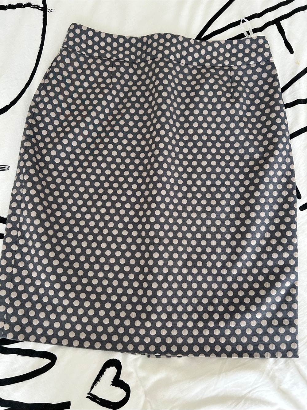 Calvin Klein Gray Pencil Skirt with Cream Polka Dots